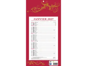 Bloc mensuel 409 bouchut 2027 1 oeillet 190x360mm coloris   rouge — Non classé