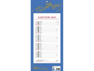 Bloc mensuel 411 bouchut 2027 1 oeillet 190x420mm coloris   bleu — Non classé