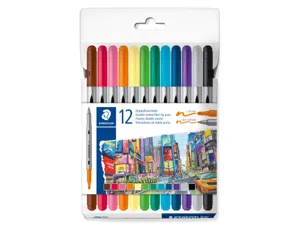 Feutre coloriage staedtler 3200 double pointe            3mm-0,5/0,8mm coloris         essentiels assortis etui — Non classé