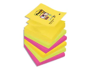 Bloc-notes post-it recharges z-notes super sticky carnival  76x76mm 100f reposit adhesif  renforcé 6 blocs — Non classé