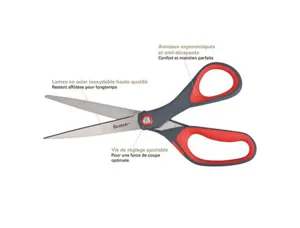 Ciseaux scotch précision 180mm lames acier inoxydable anneaux matière antidérapante bicolore rouge/gris garantie à vie —…