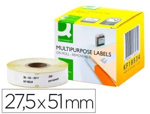 Étiquette adhésive q-connect 27,5x51mm compatible dymo 11355 détachable boîte 500 unités — Non classé