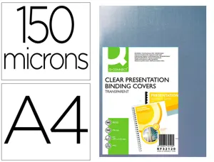 Plat couverture q-connect pvc incolore 150 microns a4 relieurs spirales peignes anneaux paquet 100 unités — Non classé