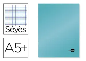 Cahier piqué liderpapel couverture plastique souple a5+ 17x22cm 90g 96 pages séyès coloris bleu — Non classé