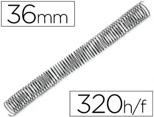 Spirale q-connect métallique relieur pas 4:1 320f calibre 1.2mm diamètre 36mm coloris noir boîte 25 unités — Non classé