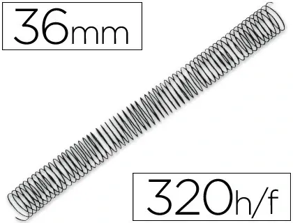 Spirale q-connect métallique relieur pas 4:1 320f calibre 1.2mm diamètre 36mm coloris noir boîte 25 unités — Non classé
