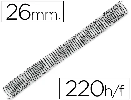 Spirale q-connect métallique relieur pas 5:1 220f calibre 1.2mm diamètre 26mm coloris noir boîte 50 unités — Non classé