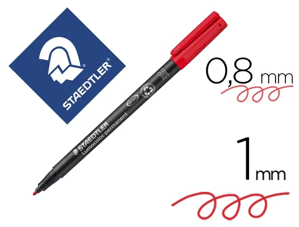Stylo-feutre staedtler lumocolor permanent pointe moyenne multi-supports séchage immédiat résistant eau coloris rouge — Non…