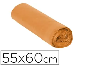 Sac poubelle domestique 55x60cm liens coulissants calibre 120 capacité 23l coloris orange rouleau 15 unités — Non classé