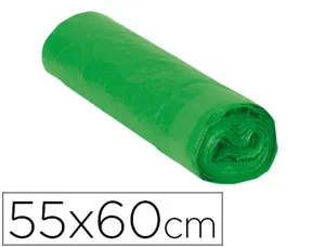 Sac poubelle domestique 55x60cm liens coulissants calibre 120 capacité 23l coloris vert rouleau 15 unités — Non classé