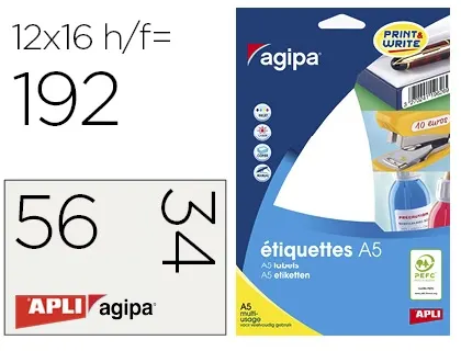 agipa Etiquette universelle, 56 x 34 mm, blanc — Fournitures