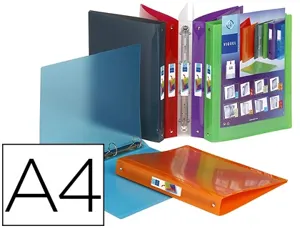 Classeur viquel 4 anneaux propyglass polypropylène 5/10e a4 dos 25mm personnalisable incolore — Non classé