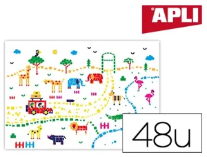 Affiche apli thème savane 700x100cm papier 150g/m2 + 48 feuilles de gommettes kit de 4 unités — Non classé