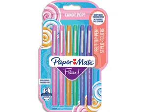 Feutres papermate flair candy pop coloris assortis -        blister de 6 un — Non classé