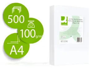 Papier q-connect multifonction ultrawhite a4 100g/m2 blancheur 170 opacité 96 rigidité 60 500 feuilles — Non classé