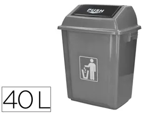 Poubelle q-connect plastique couvercle basculant ouverture facile 2 poignées 40l 410x280x610mm coloris gris — Non classé