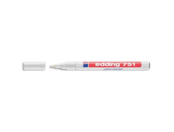 Marqueur peinture edding e751 multi-supports pointe fine couvrante permanente coloris blanc — Non classé