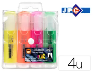 Surligneur jpc pointe large biseautée trait 2/5mm coloris assortis pochette 4 unités — Non classé