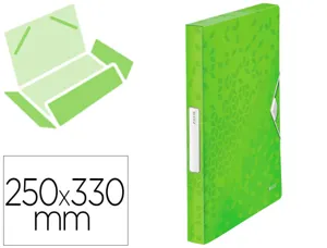 Boîte classement leitz wow polypropylène 250x330mm dos 30mm fermeture élastique étiquette coloris vert — Non classé