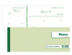 Carnet à souche exacompta reçus 165x105mm 50 feuillets prédécoupés 95g papier chèque amagnétique — Non classé
