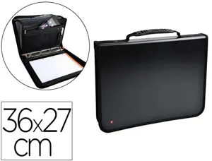 Conférencier exacompta exafolder 4 anneaux polypropylène trieur porte-stylo poignée fermeture zippée 36x27cm noir — Non…