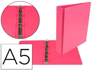 Classeur liderpapel 4 anneaux ronds 25mm a5 carton rembordé pvc coloris fuschia — Non classé