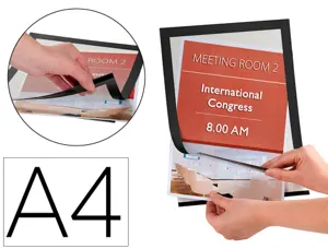 Cadre affichage q-connect magnétique a4 dos adhésif repositionnable coloris noir pack 2 unités — Non classé