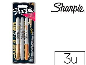 Marqueur permanent sharpie pointe conique fine couleurs  metalliques assorties         or/argent/bronze blister 3 — Non…