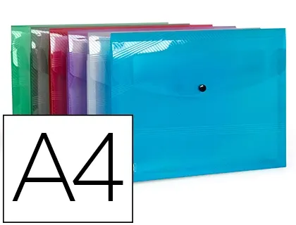 Chemise pochette elba hawai polypropylene translucide format a4 fermeture bouton pression coloris assortis — Non…