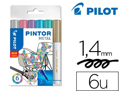 Marqueur pilot pintor peinture base d'eau ultra-couvrante multi surface pointe moyenne résistante set 6 coloris métal — Non…