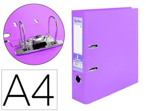 Classeur levier liderpapel a4 documenta carton rembordé 1,9mm dos 75mm rado métallique coloris lilas — Non classé