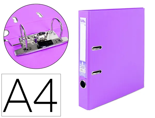 Classeur levier liderpapel a4 documenta carton rembordé 1,9mm dos 52mm rado métallique coloris lilas — Non classé