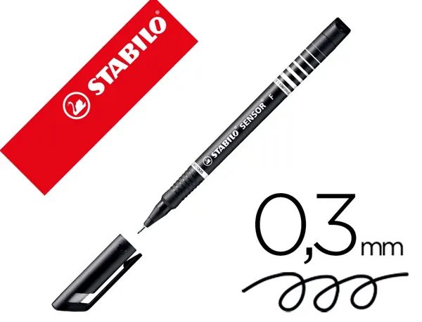 Stylo-feutre stabilo sensor pointe fine gainée métal amortisseur 1200m écriture tracé 0.3mm coloris noir — Non classé