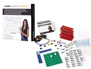 Kit planning bi-office tableau blanc 5 feuilles magnétiques 3 rubans magnétiques 5mm 10 aimants 15mm 305x215x15cm — Non…