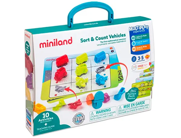 Voitures plastique miniland sort and count vehicles 10 activites plusieurs niveaux 36 pieces — Non classé