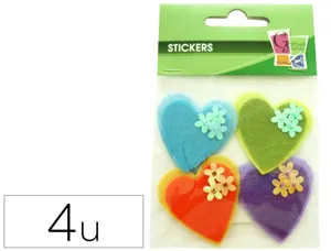 Feutrine adhesive forme coeur graine creative decorer       pochette 4 unites assorties — Non classé