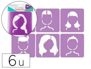 Pochoirs sodertex les visages en plastique incassable 5mm   140x140mm 6 pcs coloris       assorti — Non classé