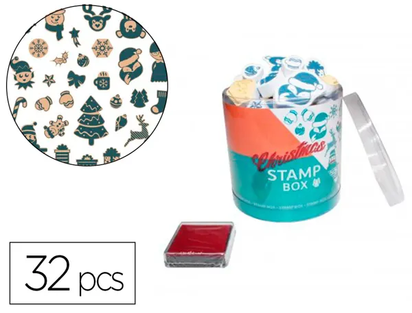 Tampons sodertex christmas 1,3mm + 1 encreur 32 pcs      tailles et coloris assortis — Non classé