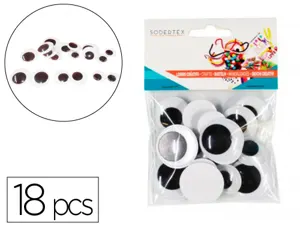Yeux mobiles sodertex geants sans cils noirs adhesifs 3    tailles 18 pcs — Non classé