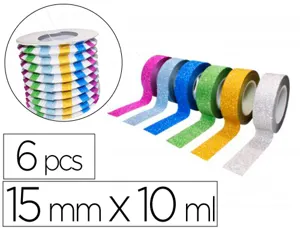 Rubans adhesifs sodertex theme glitter 15 mm x 10 ml 6 pcs — Non classé