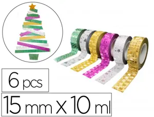 Rubans adhesifs sodertex theme glitter deco 15 mm x 10 ml 6 pcs — Non classé