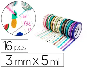 Mini rubans adhesifs sodertex theme instant poesie 3mmx5ml  motifs et coloris assortis 16 pcs — Non classé