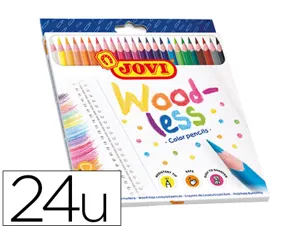 Crayon couleur jovi woodless triangulaire mine resistante  haut pouvoir couvrant inodore couleurs vives etui 24 unites —…