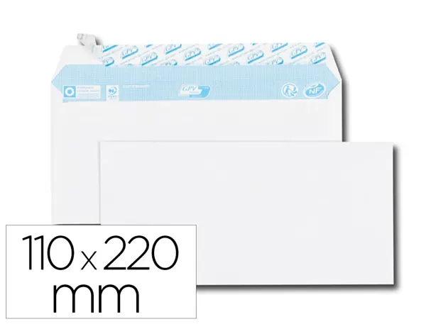 GPV Enveloppes, DL, 110 x 220 mm, sans fenêtre, blanc — Enveloppes
