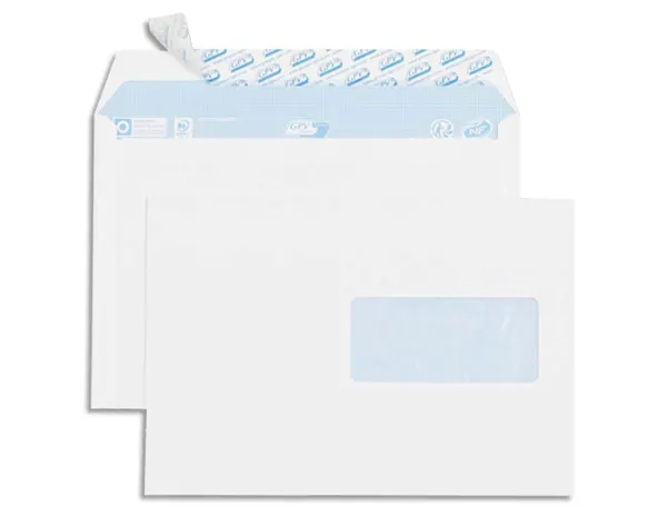 Enveloppe gpv everyday blanche 80g c5 162x229mm fenetre 45x100mm fermeture securisee collage renforce boite 500 unites —…