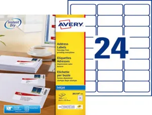 Etiquet.je 63.5x33.9 15f 360e etiquette impression jet encre - avery - 63.5x33.9mm - 15 feuilles — Non classé