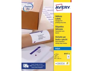 Etiquet.je 99.1x38.1 15f 210e etiquette impression jet encre - avery - 99.1x38.1mm - 15 feuilles — Non classé