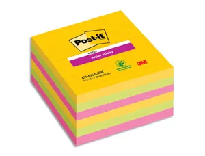 Bloc-note post-it super sticky couleurs rio 90f 101x101xx 90f coloris néon jaune bleu fuchsia lot 6 blocs — Non classé