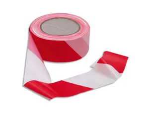 Ruban signalisation viso non adhesif polypropylene tres resistant reutilisable 100mx5cm coloris rouge/blanc — Non classé