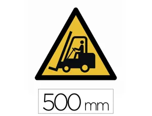 Sticker sol viso attention chariots elevateurs pictogramme adhesif antiderapant cote 500mm conforme norme iso 7010 — Non…